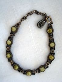 Vintage Celtic Design Bracelet set with Green Glass Cabouchons (SOLD)