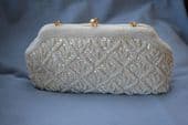 Vintage Clutch Purse of Evening Bag 1950s - 1960s Sequins and Beads in a Trellis Pattern