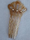Vintage Comb -  1940s Mock Tortoise with a Trio of Diamante Jewel Flowers (SOLD)