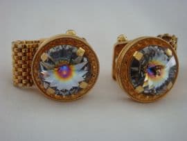 Vintage Cufflinks - 1970s Real BLING design! Gold plated Cufflinks set with Austrian Crystal (sold)