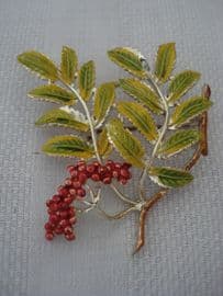 Vintage Exquisite Brooch -1960's Cold Enamel Mountain Ash Brooch signed Exquisite (SOLD)