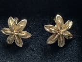 Vintage Gold Plated Flower Earclips signed 'Monet'