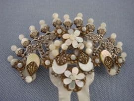 Vintage Hair Comb in Mother of Pearl   by the Design House Dublos of Spain