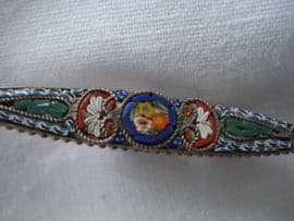 Vintage Italian Micro Mosaic Bar Brooch