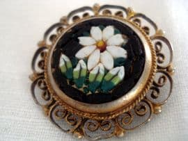 Vintage Italian Micromosaic Brooch with Filigree Work Mount (Sold)