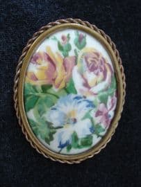 Vintage Limoges Oval Ceramic Brooch (sold)