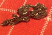 Vintage Marcasite Flower and Leaf Brooch - 1940s to 1950s