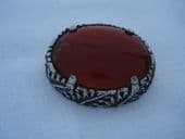 Vintage Miracle Brooch - Oval Brooch by Miracle set with Faux Carnelian Circa 1970's