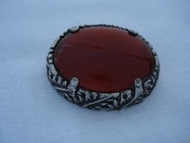 Vintage Miracle Brooch - Oval Brooch by Miracle set with Faux Carnelian Circa 1970's
