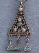 Vintage Miracle Pendant Necklace with Faux Turquoise Jewels (SOLD)