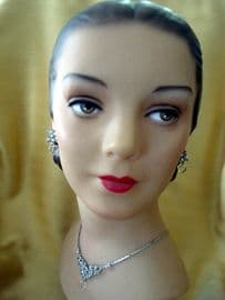 Vintage Necklace and Earrings with Diamante and Crystal Heart Drops (Sold)