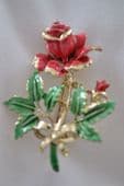 Vintage Red Rose Brooch - 1960's Signed Exquisite - Rare Smaller Sized Version (sold)