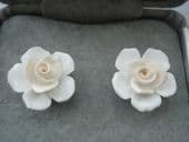 Vintage Royal Worcester Roses Earrings - Sterling silver backs in gift case (SOLD)