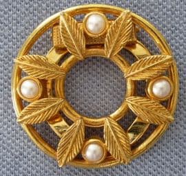 Vintage Scarf Clip or Scarf Ring - Gold plated metal with Faux Pearls (sold)