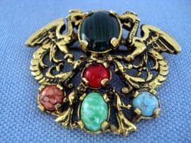 Vintage Signed Miracle Brooch - Jewelled Dragons Design (SOLD)