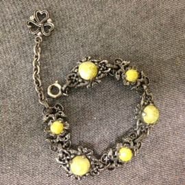 Vintage signed 'Miracle' Panel Bracelet. Irish Symbols and Connemara Marble Jewels