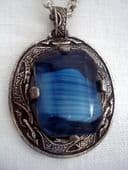 Vintage Signed Miracle Pendant Necklace - Blue Stone (SOLD)