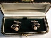 Vintage Silver and Cultured Pearl Cufflinks (SOLD)