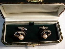 Vintage Silver and Cultured Pearl Cufflinks (SOLD)