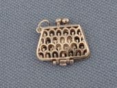 Vintage Silver Charm - A little handbag with COMPACT and Lipstick inside!