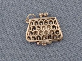 Vintage Silver Charm - A little handbag with COMPACT and Lipstick inside!