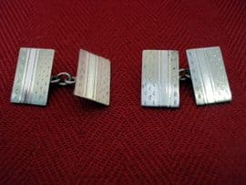 Vintage Silver Links with an Engine Engraved Pattern