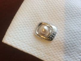 Vintage Sterling Silver and Cultured Pearl Cuff links and Tie Pin set - Japanese (SOLD)