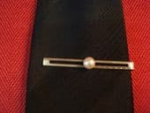 VINTAGE STERLING SILVER AND CULTURED PEARL TIE CLIP (SOLD)