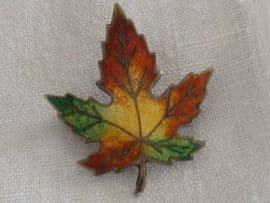Vintage Sterling Silver and Enamel Leaf Brooch -Canada Souvenir (SOLD)