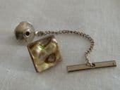 Vintage Tie Pin - A 1970's Tie Tack set with a Square of Real Shell