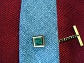 Vintage Tie Pin with Green Onyx or Marble Inset (SOLD)
