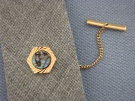 Vintage Tie Tack set with Abalone Shell - Gold Plated Tie Pin (SOLD)