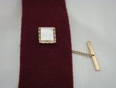 Vintage Tie Tack - White Mother of Pearl in plated metal - (SOLD)