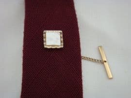 Vintage Tie Tack - White Mother of Pearl in plated metal - (SOLD)