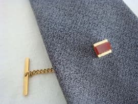 Vintage Tie Tack with Engine Engraving and Carnelian Panel (Sold)