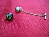 Vintage Tie Tack with Green and Black Stone (SOLD)