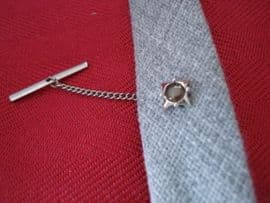 Vintage Tie Tack with Smokey Lucite Disc - 1970s (SOLD)