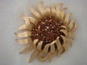Vintage Trifari Brooch- Large Golden Flower Pin with Brown Jewels (sold)