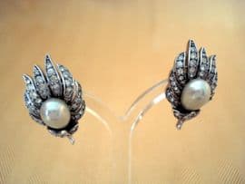 Vintage Trifari Earrings with Faux Pearl and Diamante(Sold)