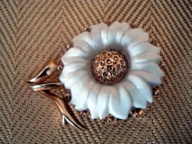 Vintage White and Gold Flower Earrings by Trifari (SOLD)