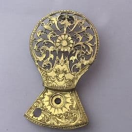 Watchcock Brooch with Grotesque Face and Sunflowers - 19 th Century  Gilt Steel