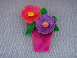 Windowsill Bright Flower Pot Brooch by Lea Stein of Paris (SOLD)