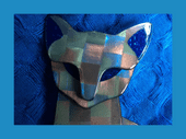 Wonderful Blue and Mauve Egyptian Cat Brooch by Lea Stein Paris - Designer Cat Pin (SOLD)