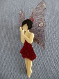 Woodland Butterfly Fairy Brooch by Lea Stein of Paris - this one has a red sparkly frock! (SOLD)