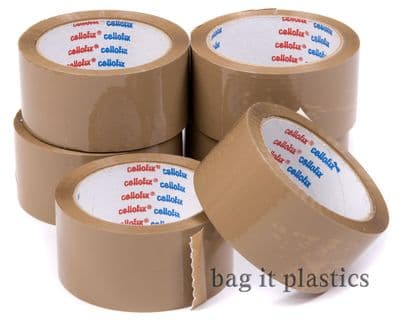 TAPE PARCEL / PACKAGING - CELLOFIX - BROWN / BUFF  48mm x 66m