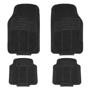 4 Piece Heavy Duty Black Rubber Mat Set