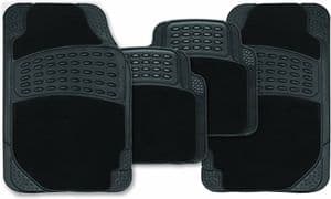 Universal 4 Piece Black Rubber & Carpet Mat Set