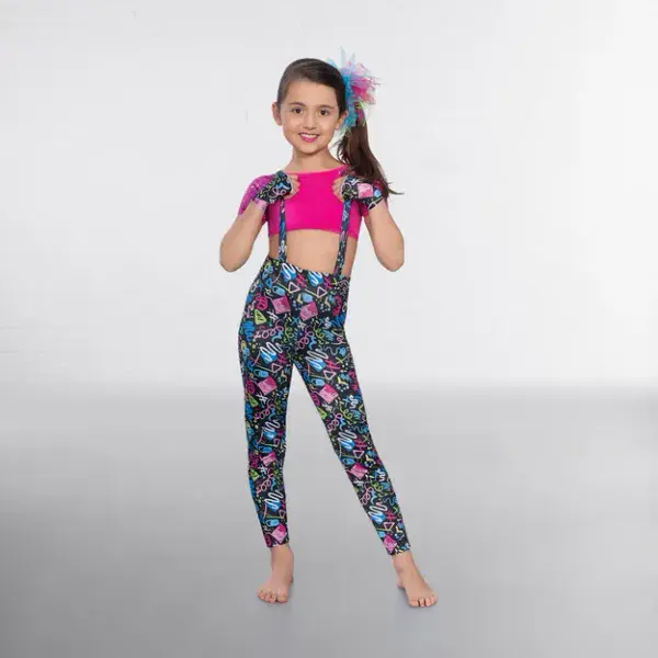 1st Position Sequin Crop Top with Printed Leggings and Separate Tutu - size XXLC