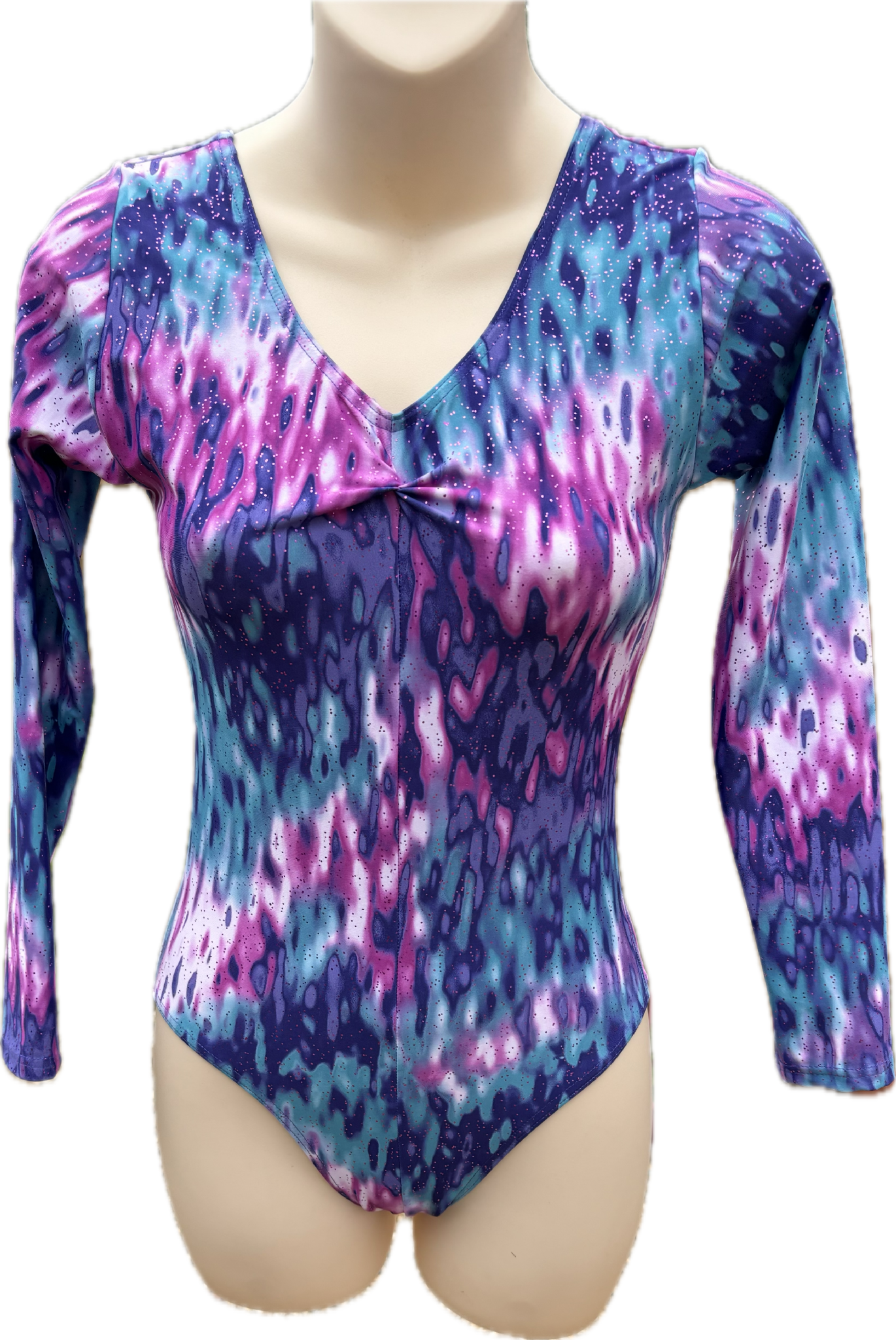 Long Sleeve Leotard pink, purple and turquoise size 3