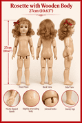 Rosette Wooden Doll Body – 27cm (10.63")